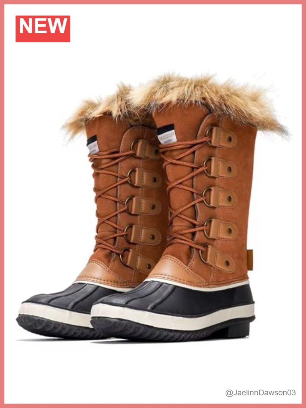 Genuine Leather Snow Boots Waterproof Mid-Calf Lace-Up